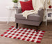 Red & White Buffalo Check Rag Rug 2x3 ft