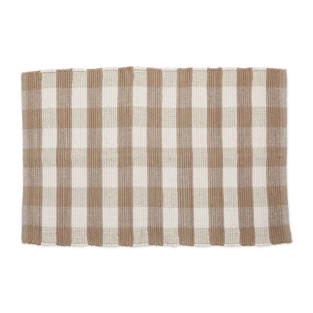 Stone & Cream Buffalo Check Rag Rug 2x3 ft