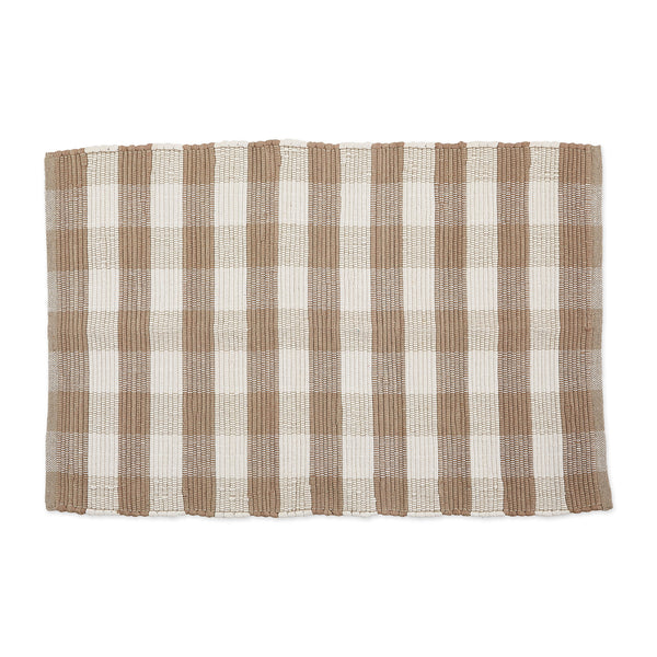Stone & Cream Buffalo Check Rag Rug 2x3 ft