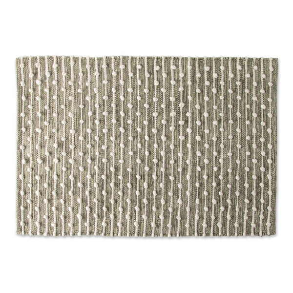 Antique Green Recycled Cotton Loop Rug 2X3 Ft