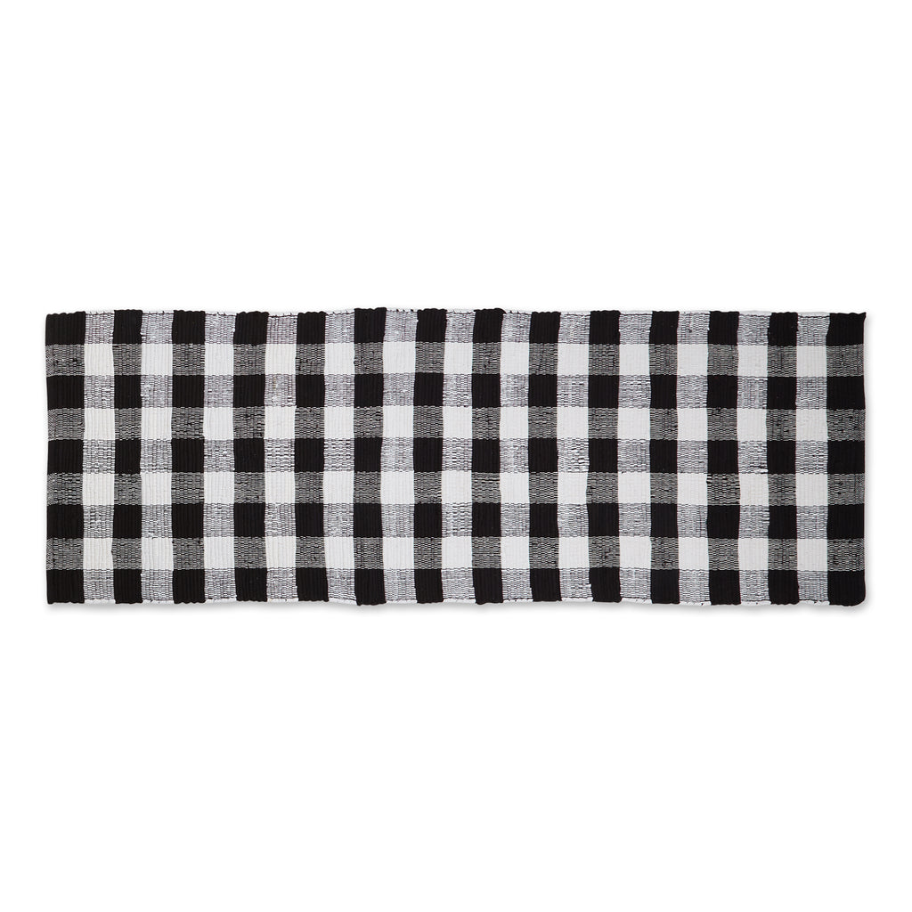 Black & White Buffalo Check Rag Rug 2Ft 3Inx6Ft