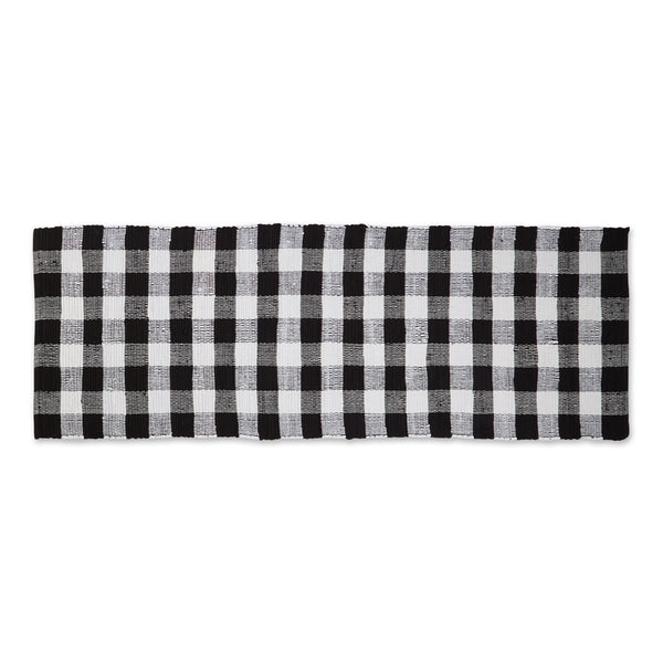 Black & White Buffalo Check Rag Rug 2Ft 3Inx6Ft