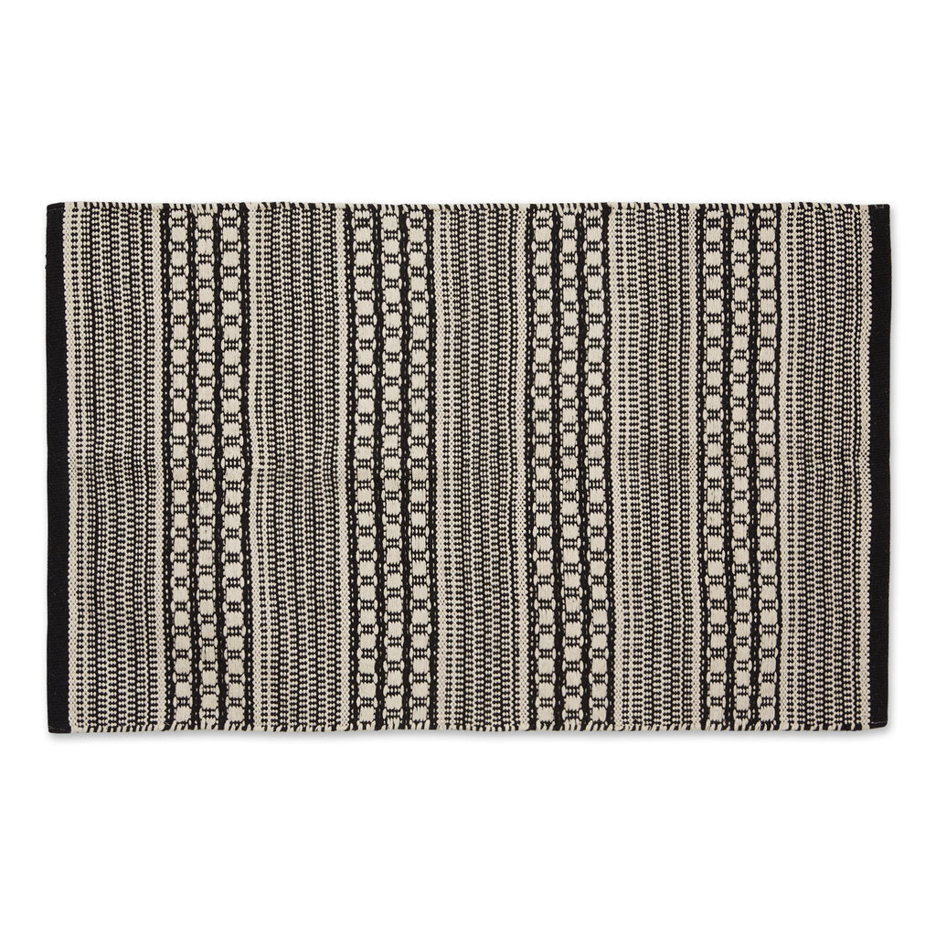 Black Dobby Stripe Hand-Loomed Rug 2X3 Ft
