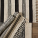 Black Dobby Stripe Hand-Loomed Rug 2X3 Ft