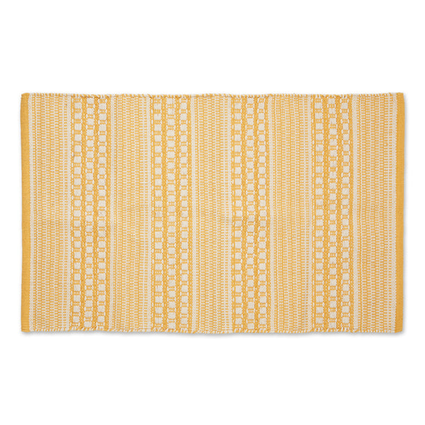 Honey Gold Dobby Stripe Hand-Loomed Rug 2X3 Ft