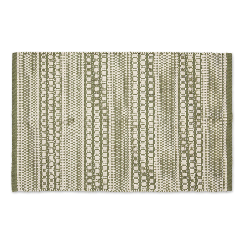 Artichoke Green Dobby Stripe Hand-Loomed Rug 2X3 Ft