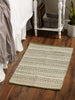 Artichoke Green Dobby Stripe Hand-Loomed Rug 2X3 Ft