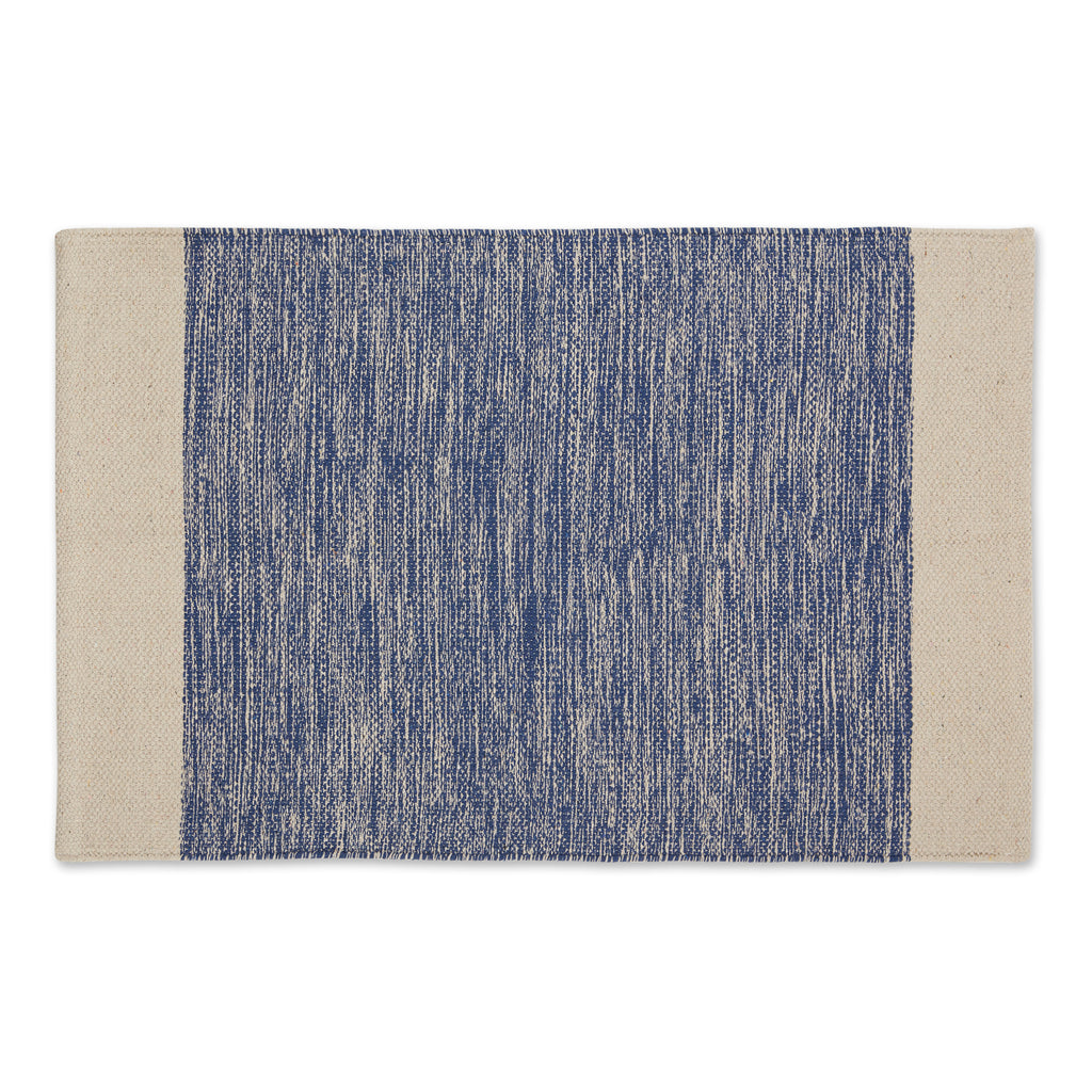 French Blue Variegated Border Hand-Loomed Rug 2X3 Ft
