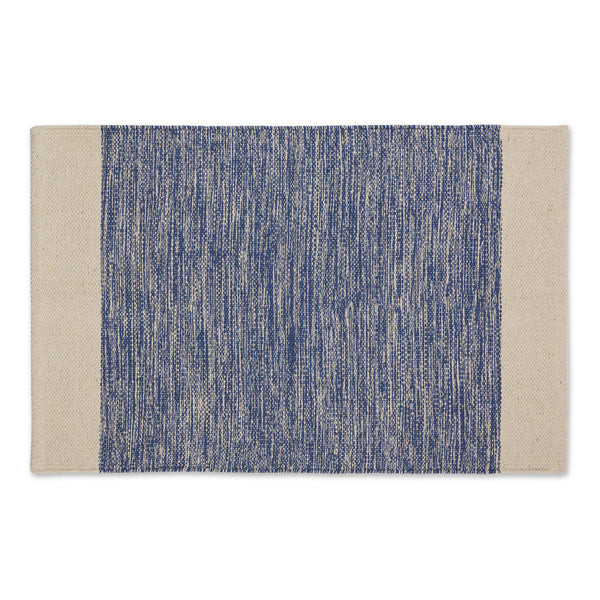 French Blue Variegated Border Hand-Loomed Rug 2X3 Ft