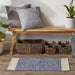 French Blue Variegated Border Hand-Loomed Rug 2X3 Ft