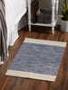 French Blue Variegated Border Hand-Loomed Rug 2X3 Ft