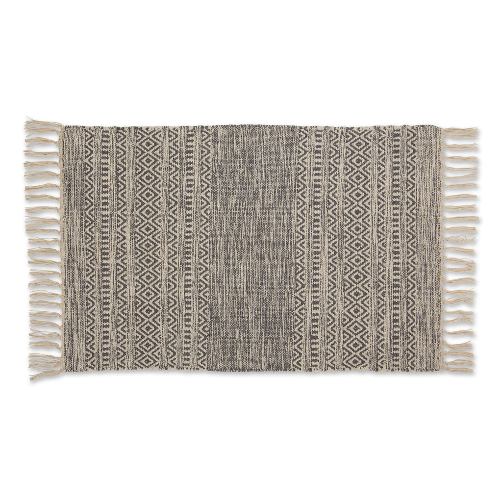 Gray Textured Dobby Hand-Loomed Rug 2X3 Ft