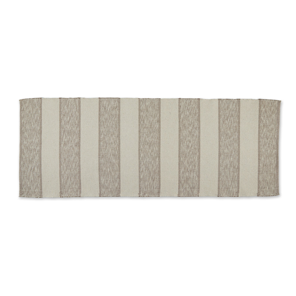 Brown Variegated Stripe Recycled Yarn Floor Runner 2Ft 3In X 6Ft