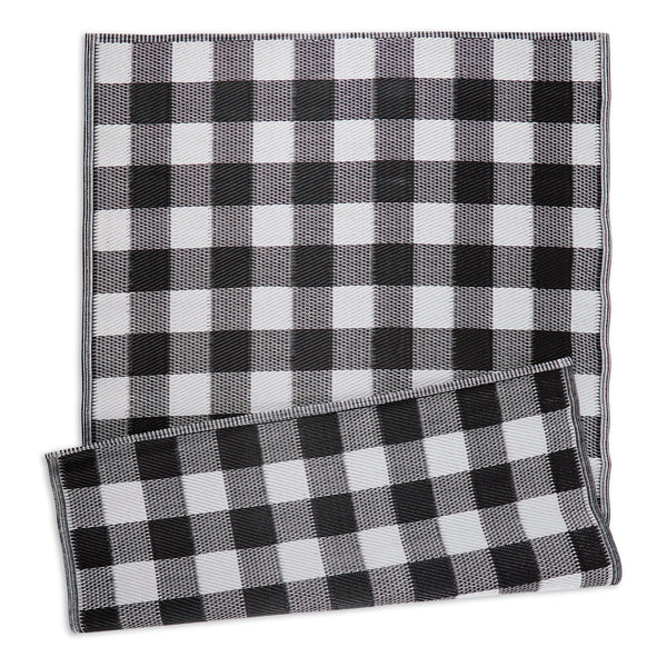 Black & White Buffalo Check Outdoor Rug 4X6 Ft