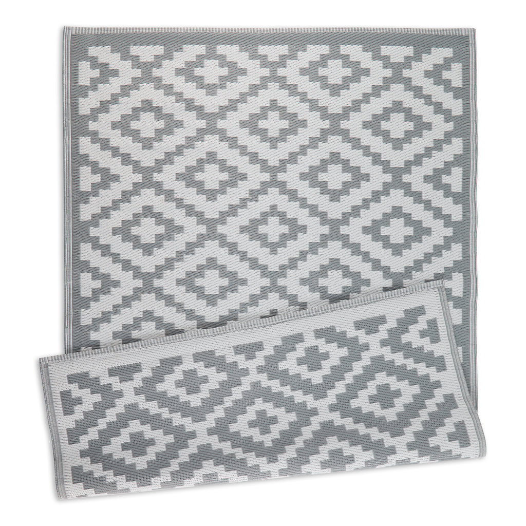 Gray & White Mesa Outdoor Rug 4X6 Ft
