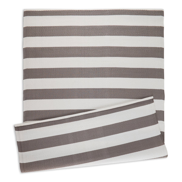 Stone/White Stripe Outdoor Rug 4X6 Ft