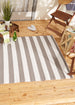Stone/White Stripe Outdoor Rug 4X6 Ft
