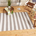 Stone/White Stripe Outdoor Rug 4X6 Ft