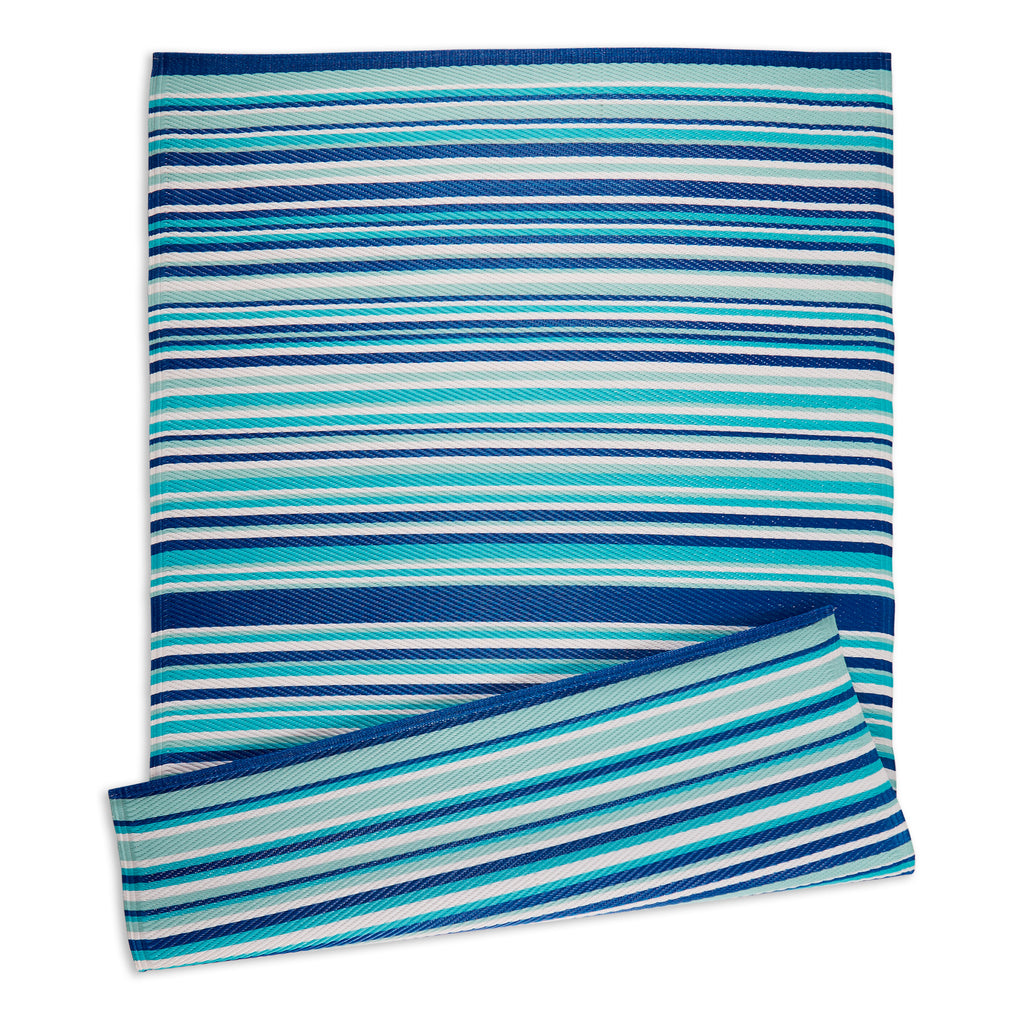 Blue Multi Tone Stripe Outdoor Rug 4X6 Ft