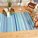 Blue Multi Tone Stripe Outdoor Rug 4X6 Ft