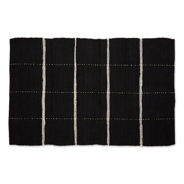 Black & Cream Farmhouse Check Rug 2x3