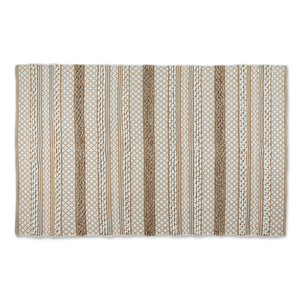Stone & White Hand-Loomed Paper Chindi Rug 4X6 Ft