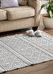 Natural And French Blue Diamond Textured Hand-Loomed Rug 4X6 Ft