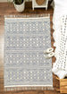 Natural And French Blue Diamond Textured Hand-Loomed Rug 4X6 Ft