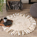 Stone/Off-White Rag Rug 3 Ft Round