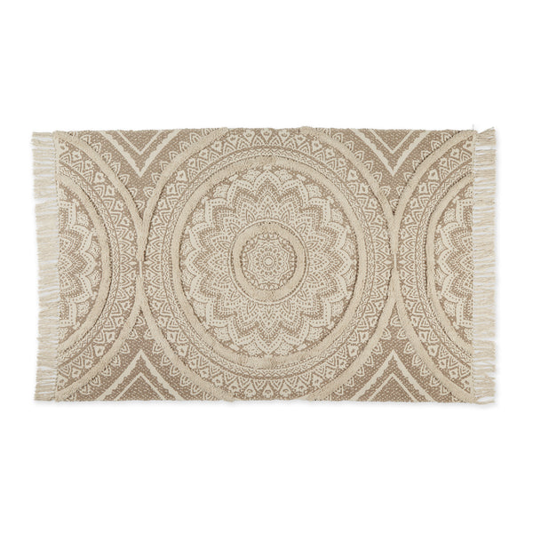 Stone Printed Natural Hand-Loomed Shag Rug 4X6 Ft