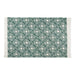 Teal Diamond Printed Off-White Hand-Loomed Shag Rug 4X6 Ft