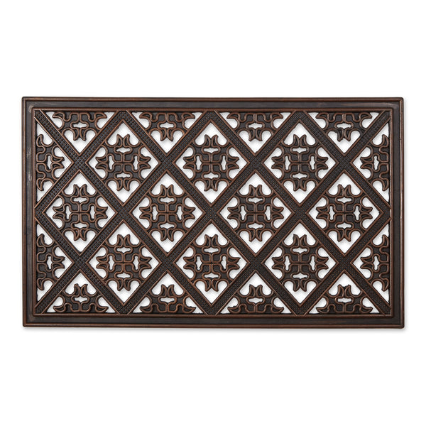 Brown Painted Diamond Lattice Grid Rubber Doormat