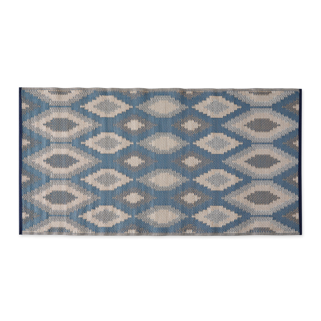 Blue/Gray Ikat Outdoor Floor Runner 3X6 Ft