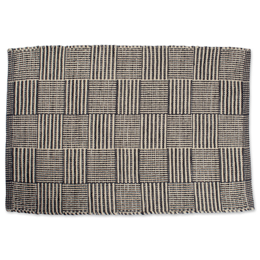 Gray Squares Recycled Yarn Rug 2X3 Ft