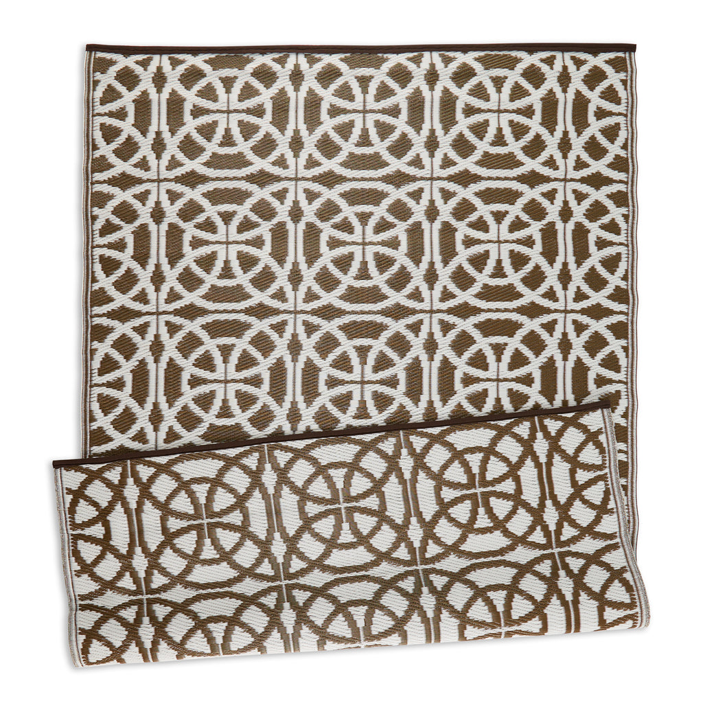 Dark Brown Infinity Circle Outdoor Rug 4X6 Ft