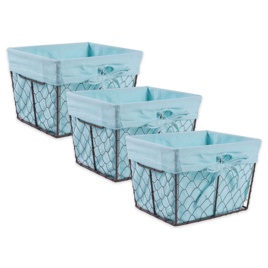 Small Rustic Bronze Chicken Wire Aqua Liner Basket Set of 3