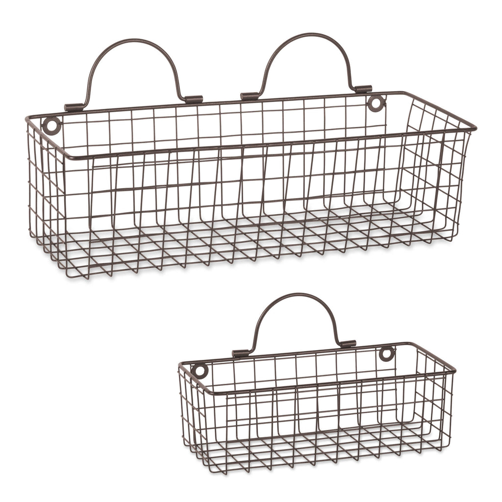 Farmhouse Vintage Dacor, Wire Wall Basket, Assorted, Bronze, 2 Piece