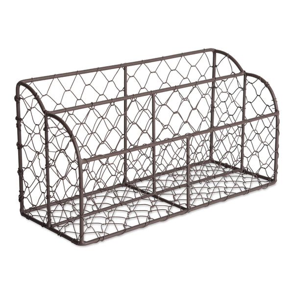 Rustic Bronze Chicken Wire Metal Desktop Letter Holder