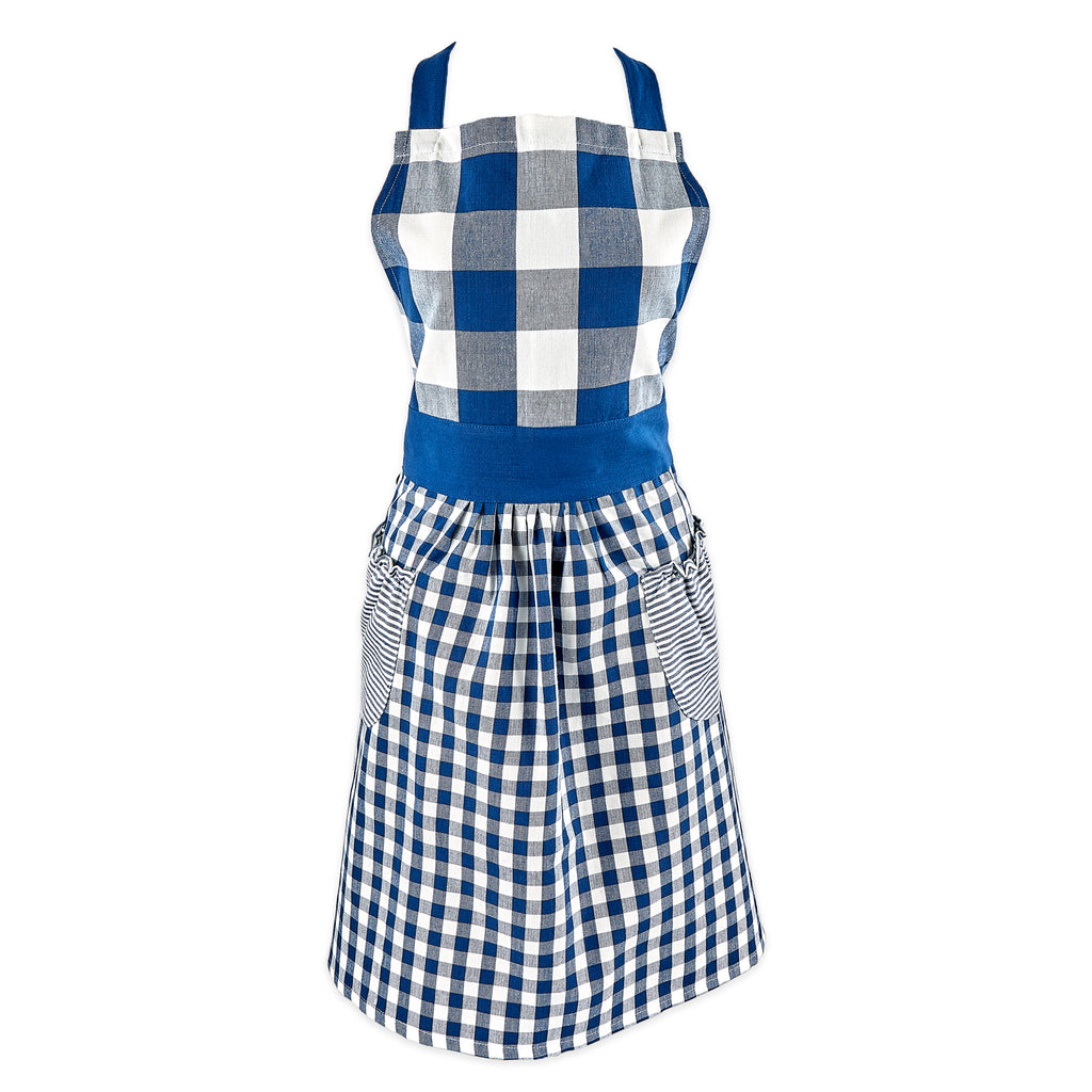 Navy White Gingham Apron