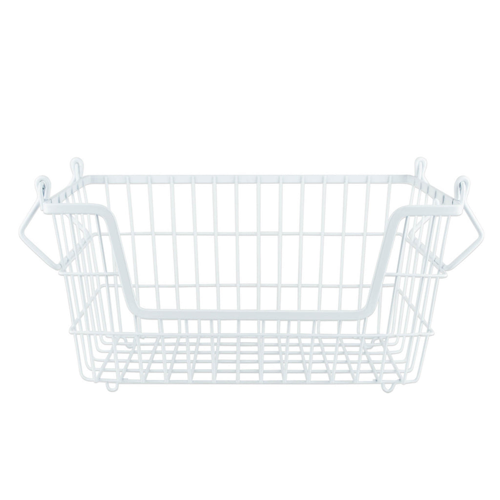 Metal Basket White Rectangle Small