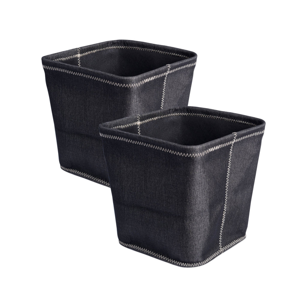 Poly Bin Zig-Zag Stitch Variegated Black Trapezoid 11 x 11 x 11 Set of 2