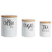 White Coffee, Sugar, Tea Ceramic Canister Set of 3