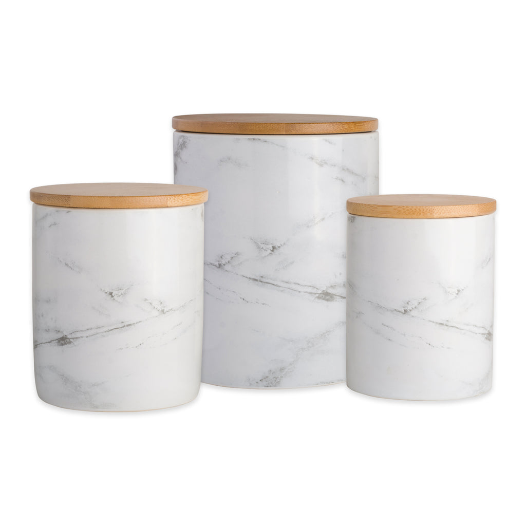 White Marble Ceramic Canister Set of 3