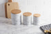 White Marble Ceramic Canister Set of 3