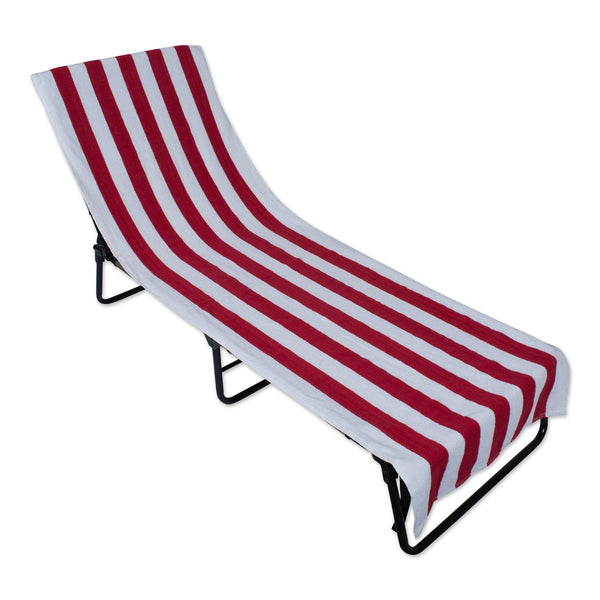 Red Stripe Lounge Chair with Beach Towel Top