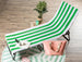 Green Stripe Lounge Chair with Beach Towel Top