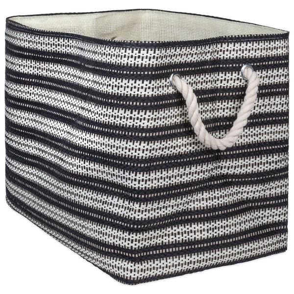 Basketweave Black/White Rectangle Medium Paper Bin