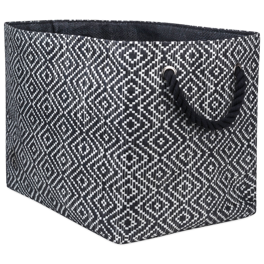 Paper Bin Diamond Basketweave Black/White Rectangle Large 17 x 12 x 12