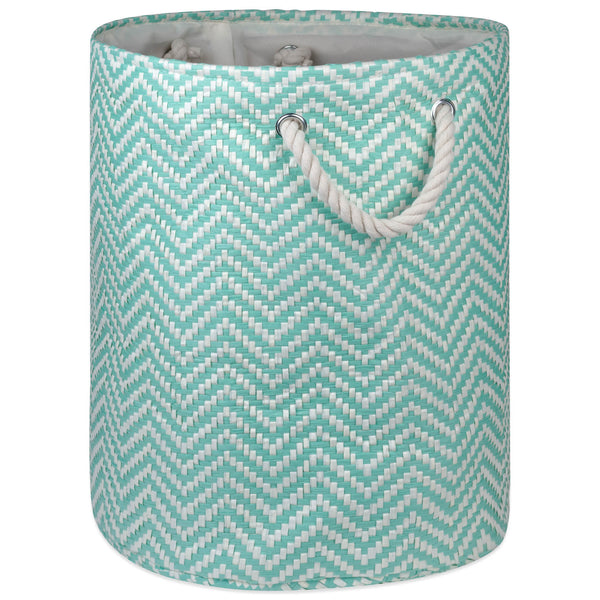 Paper Bin Chevron Aqua Round Medium