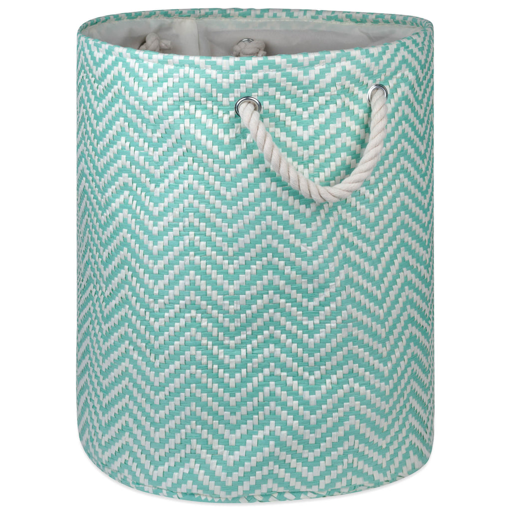 Paper Bin Chevron Aqua Round Large